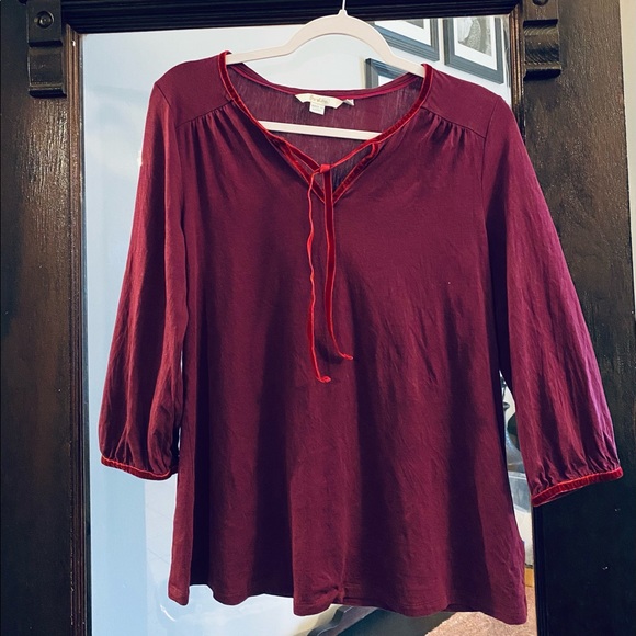 EUC Boden Purple Top with Red Velvet Trim - Picture 3 of 3